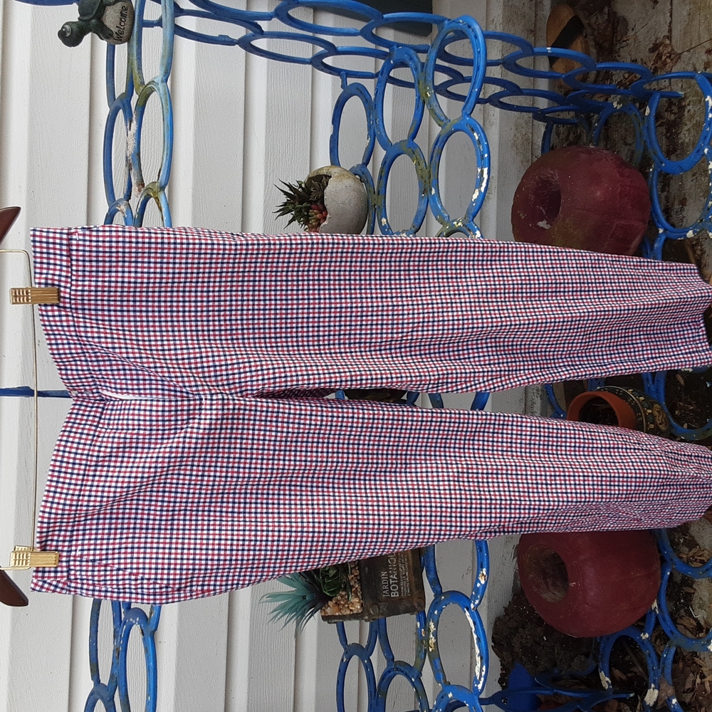 J.Crew, red,white, and blue checkered pants, size 8.